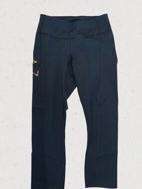 Gray High-Rise Cropped Leggings with Gold Zipper Accents